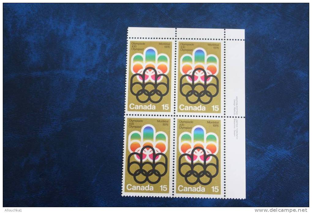 MONTREAL  1976 CANADA  JEUX OLYMPIQUES ETE  1 BLOC X 4  TIMBRES NEUFS ** - Verano 1976: Montréal