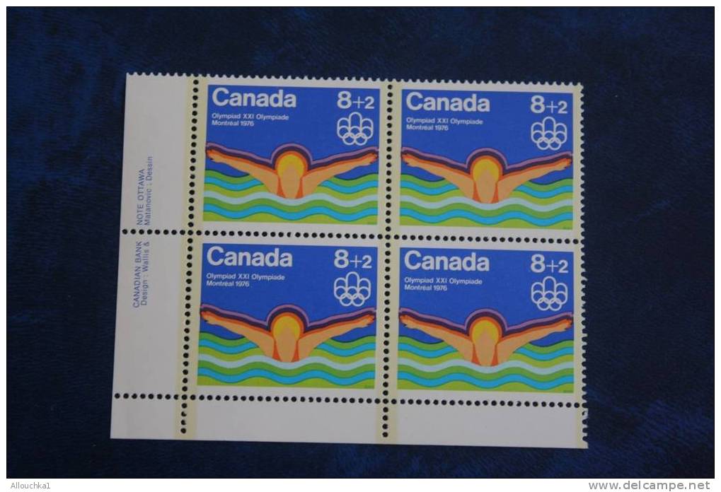 XXI OLYMPIADES  CANADA  JEUX OLYMPIQUES  MONTREAL 1976 BLOC 4 TIMBRES NEUFS ** SPORT NATATION - Estate 1976: Montreal