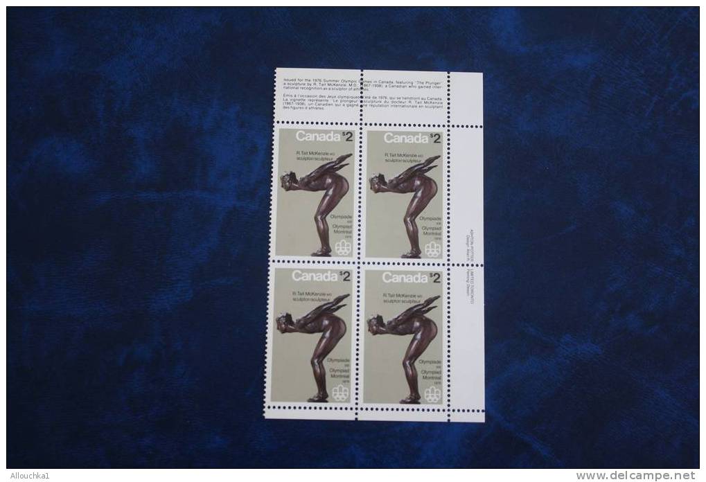 XXI OLYMPIADES  CANADA  JEUX OLYMPIQUES  MONTREAL 1976  BLOC 4 TIMBRES NEUFS ** SPORTS NATATION - Summer 1976: Montreal