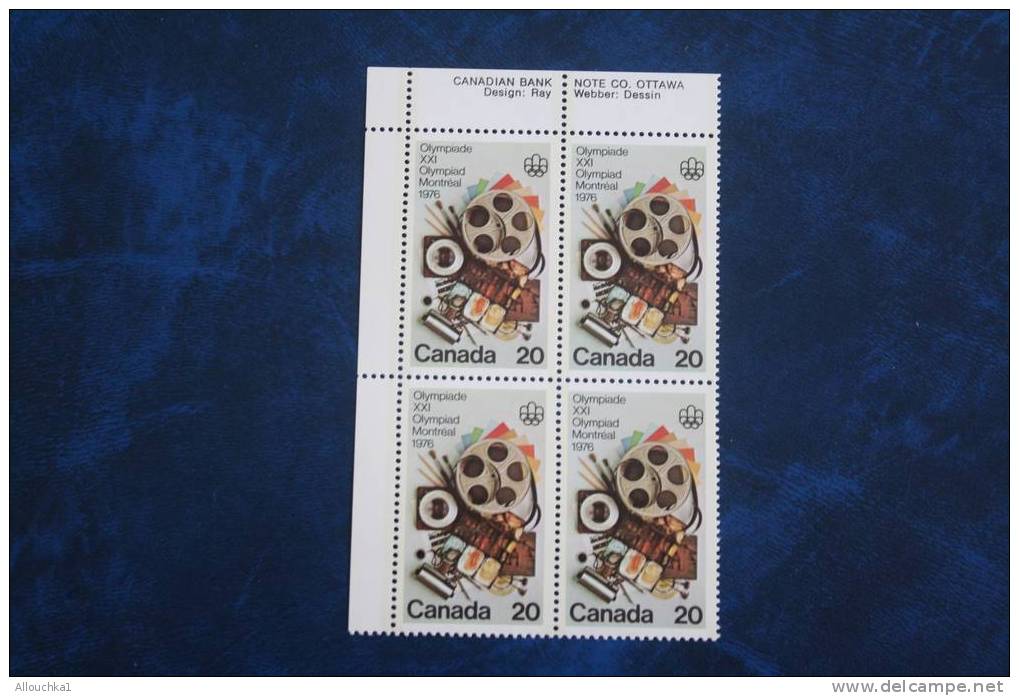 XXI OLYMPIADES  CANADA  JEUX OLYMPIQUES  MONTREAL 1976  BLOC 4 TIMBRES NEUFS ** PEINTURE DESSINS - Zomer 1976: Montreal