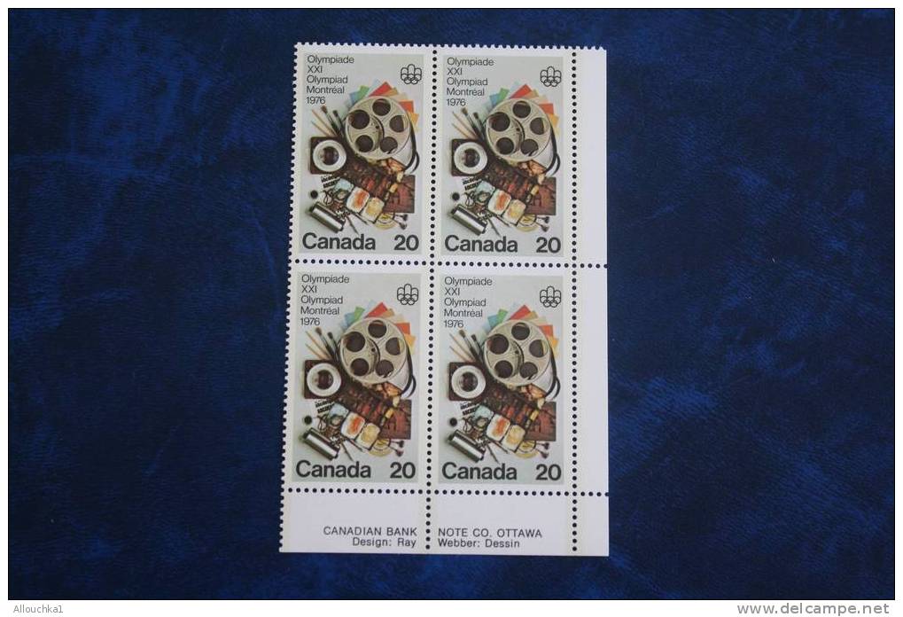 XXI OLYMPIADES  CANADA  JEUX OLYMPIQUES  MONTREAL 1976  BLOC 4 TIMBRES NEUFS ** PEINTURE DESSINS - Zomer 1976: Montreal