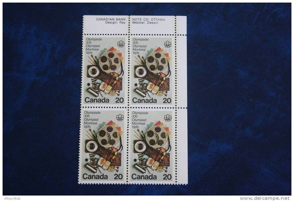 XXI OLYMPIADES  CANADA  JEUX OLYMPIQUES  MONTREAL 1976  BLOC 4 TIMBRES NEUFS ** PEINTURE DESSINS - Verano 1976: Montréal