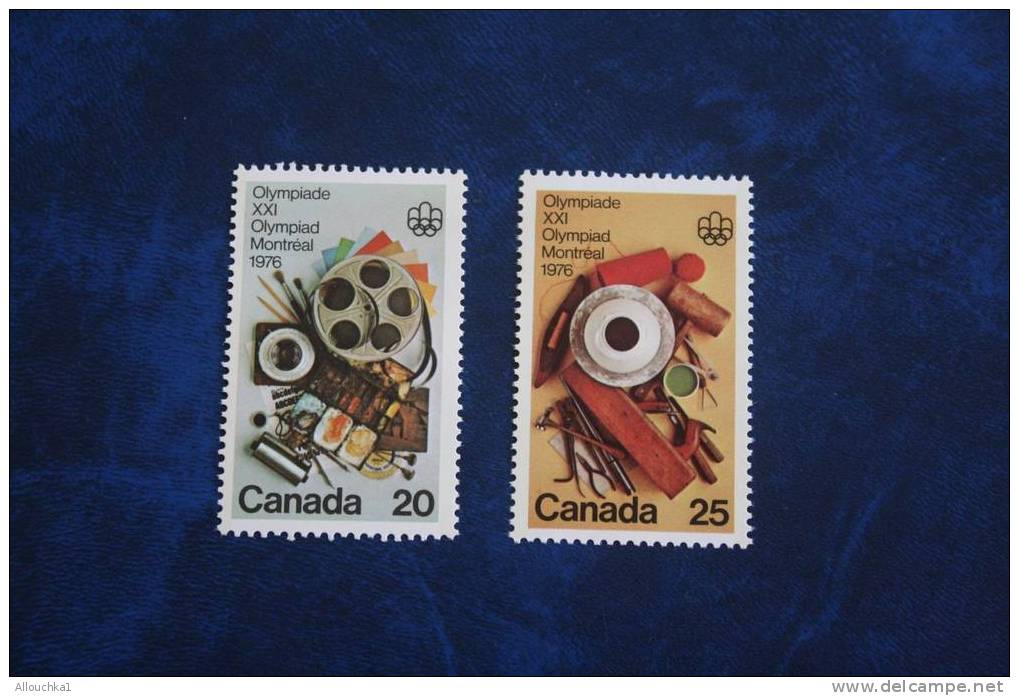 XXI OLYMPIADES  CANADA  JEUX OLYMPIQUES  MONTREAL 1976 2 TIMBRES NEUFS ** PEINTURE DESSINS OUTILS - Verano 1976: Montréal