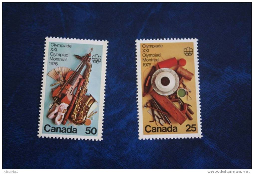 XXI OLYMPIADES  CANADA  JEUX OLYMPIQUES  MONTREAL 1976 2 TIMBRES NEUFS ** PEINTURE DESSINS OUTILS - Estate 1976: Montreal