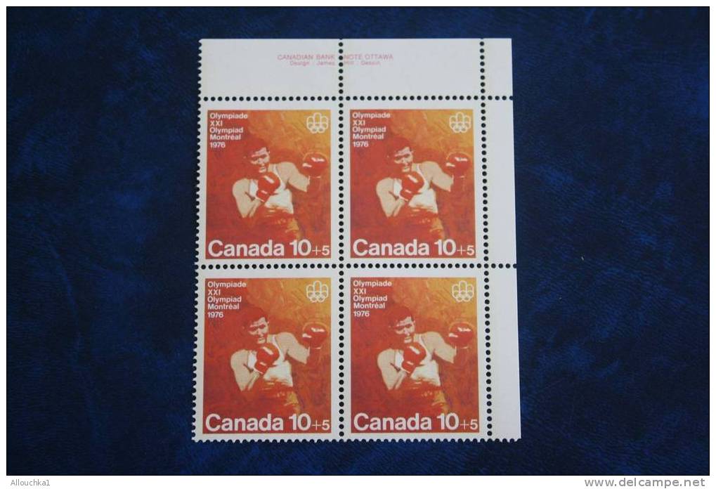 XXI OLYMPIADES  CANADA  JEUX OLYMPIQUES  MONTREAL 1976 BLOC DE 4 TIMBRES NEUFS **  BOXE - Ete 1976: Montréal