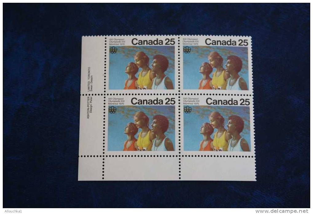 XXI OLYMPIADES  CANADA  JEUX OLYMPIQUES  MONTREAL 1976 BLOC DE 4 TIMBRES NEUFS **  PODIUM - Estate 1976: Montreal