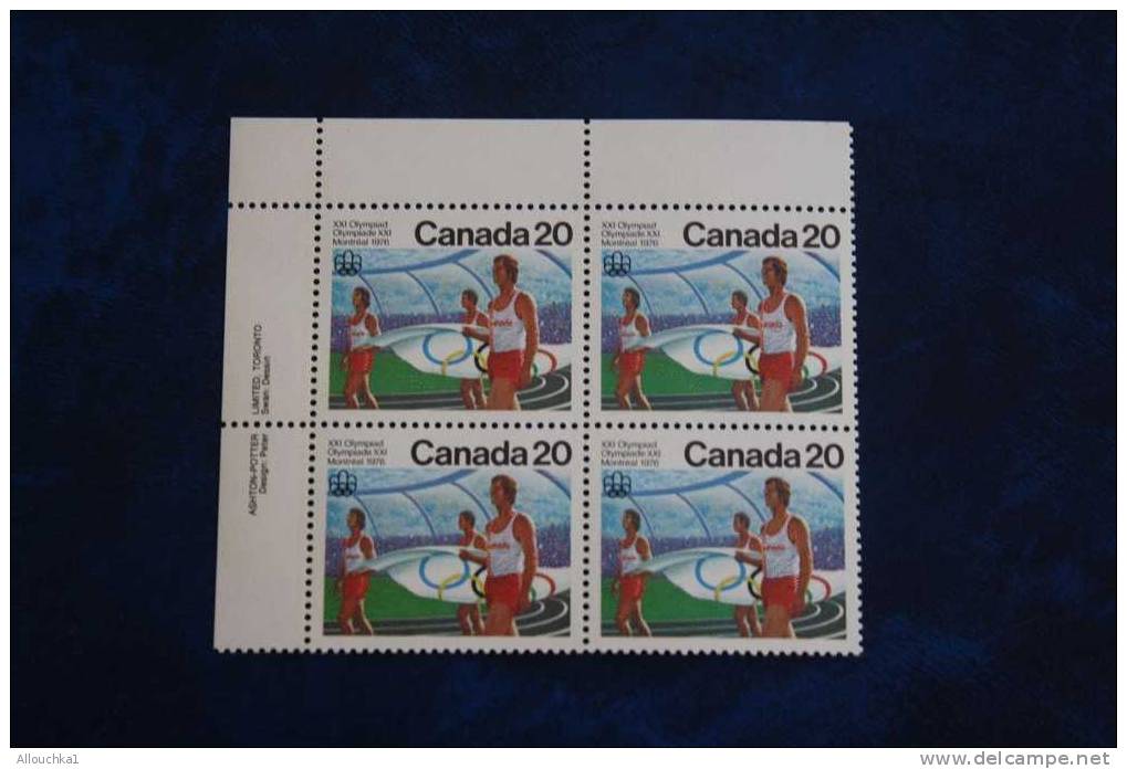 XXI OLYMPIADES  CANADA  JEUX OLYMPIQUES  MONTREAL 1976 BLOC DE 4 TIMBRES NEUFS **  PRESENTATION DEBUT DES COMPETITIONS - Summer 1976: Montreal