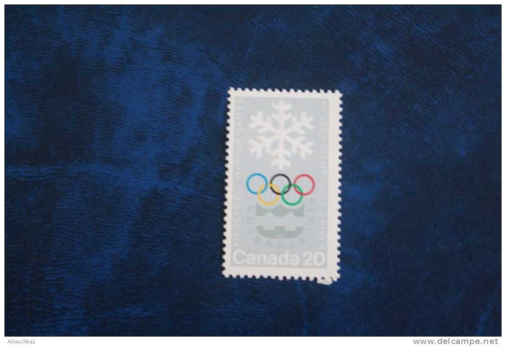 CANADA  JEUX OLYMPIQUES HIVER A INSBRUCK 1976 /  1 TIMBRE NEUF **  FLOCON DE NEIGE ANNEAUX OLYMPIQUES - Winter 1976: Innsbruck