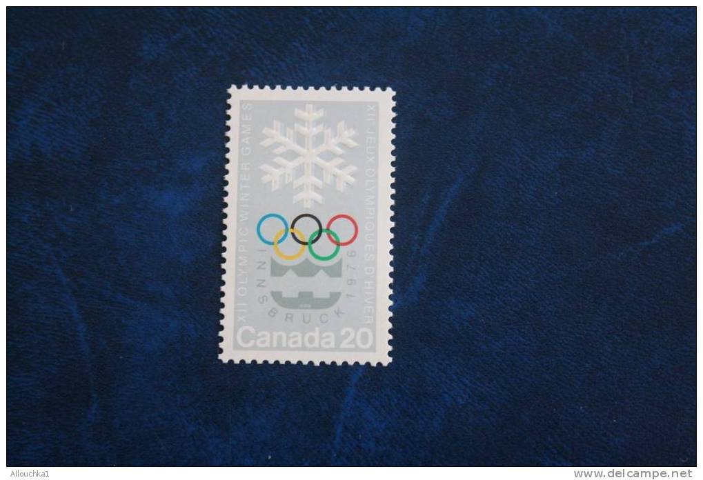 CANADA  JEUX OLYMPIQUES HIVER A INSBRUCK 1976 /  1 TIMBRE NEUF **  FLOCON DE NEIGE ANNEAUX OLYMPIQUES - Winter 1976: Innsbruck