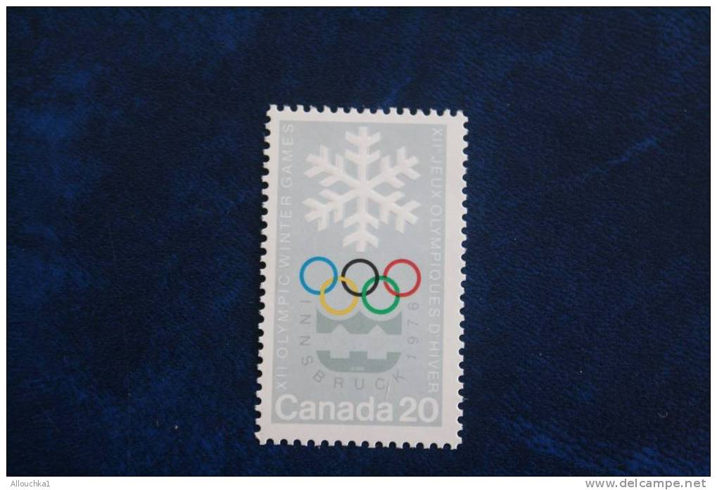 CANADA  JEUX OLYMPIQUES HIVER A INSBRUCK 1976 /  1 TIMBRE NEUF **  FLOCON DE NEIGE ANNEAUX OLYMPIQUES - Winter 1976: Innsbruck