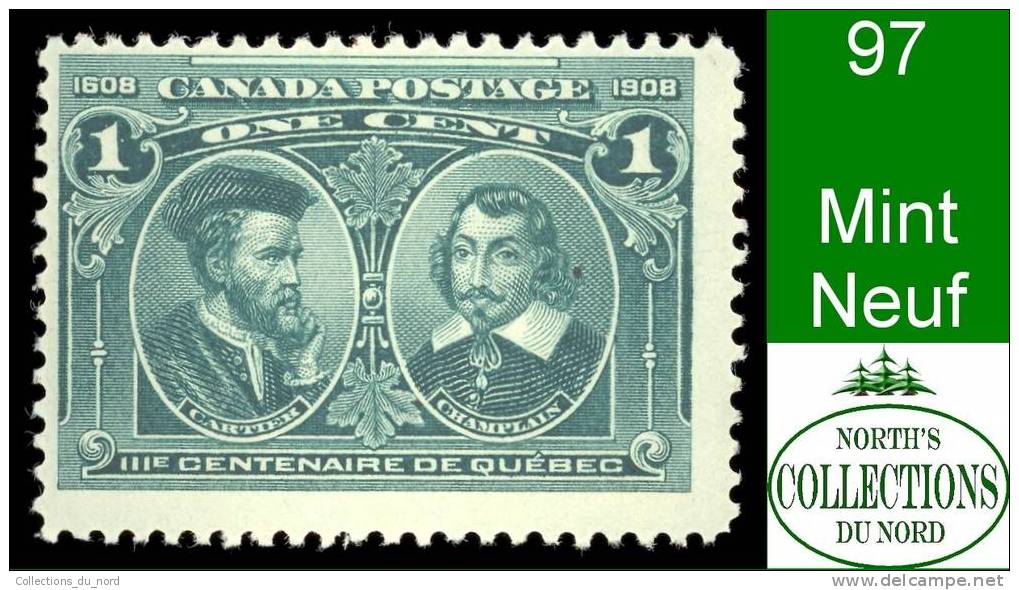 Canada (Unitrade & Scott # 97 - Quebec Tercentenary Issue) (Mint) F - Unused Stamps