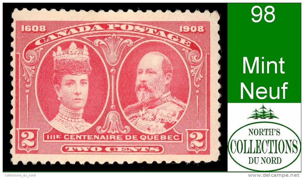 Canada (Unitrade & Scott # 98 - Quebec Tercentenary Issue) (Mint) F - Unused Stamps