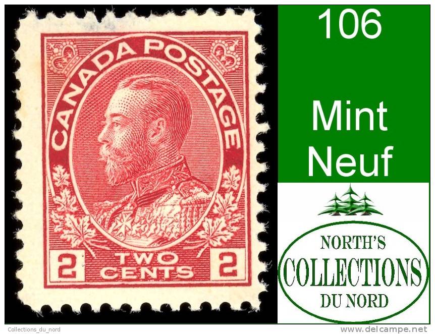 Canada (Unitrade & Scott # 106 - Admiral Issue) (Mint) F - Nuovi