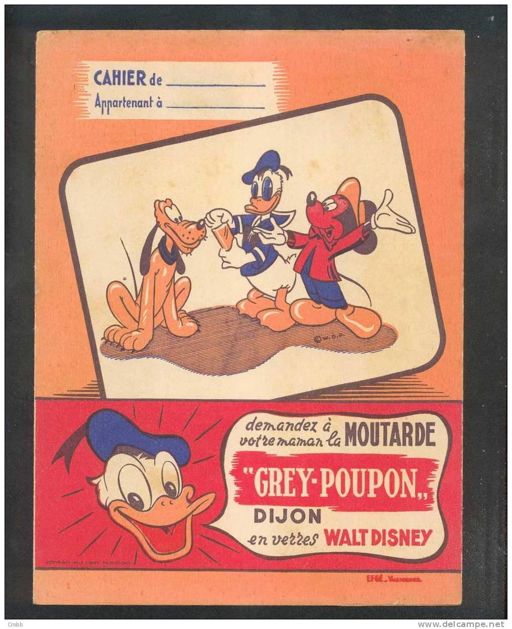 Beau Protège Cahier Moutarde GREY POUPON En Verres WALT DISNEY - Senf