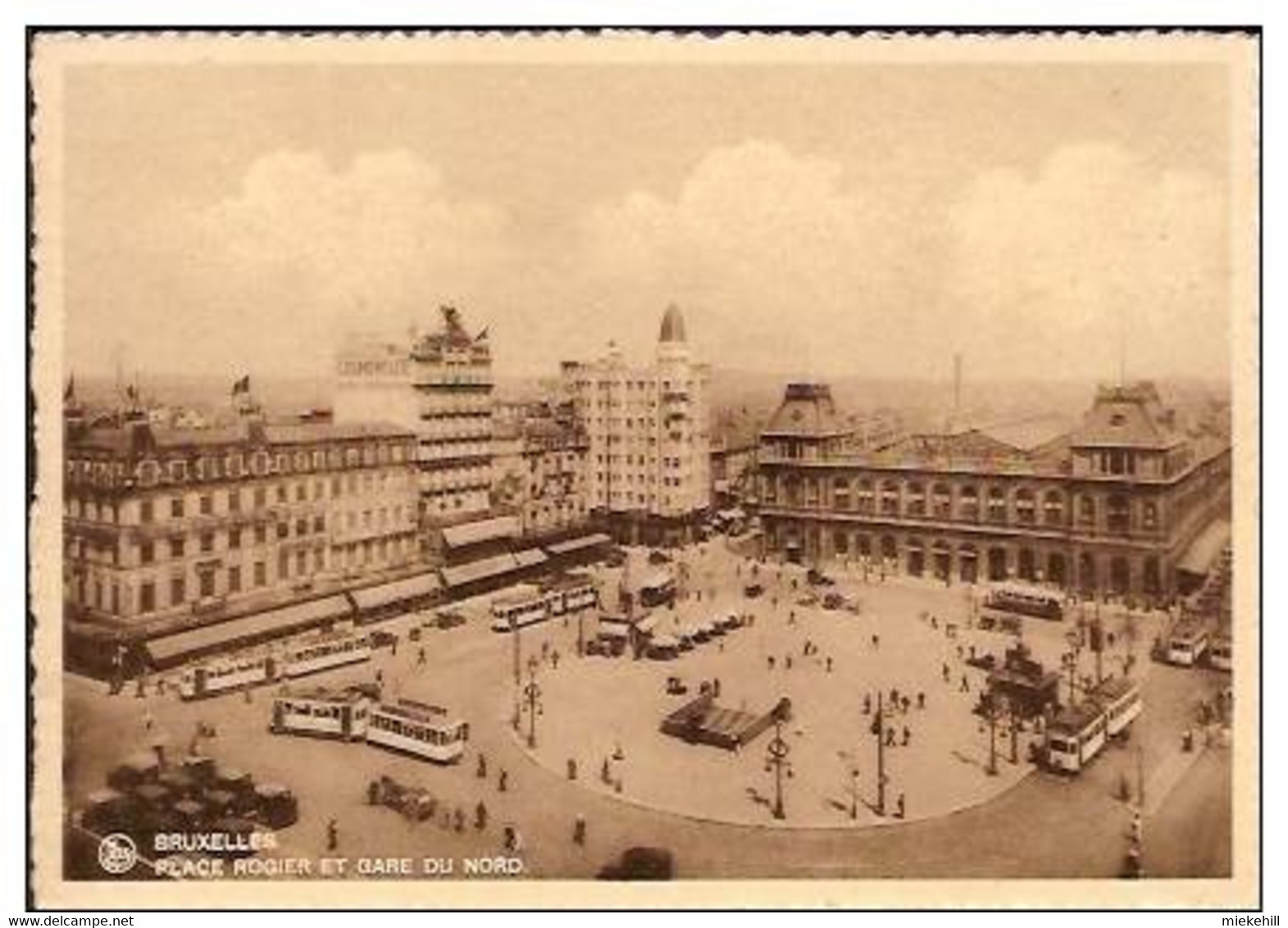 BRUXELLES-PLACE ROGIER-GARE DU NORD-TRAMS-HOTELS COSMOPOLITE ET SIRU - Chemins De Fer, Gares