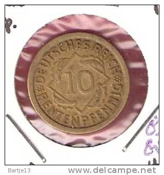 DUITSLAND WEIMAR REP. 10 RENTENPFENNIG 1924 J - 10 Renten- & 10 Reichspfennig