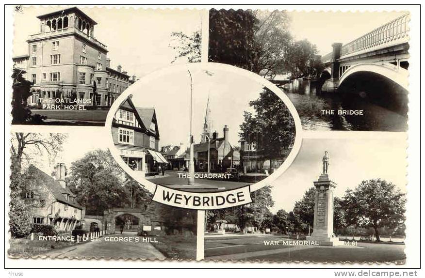 UK664 :  WEYBRIDGE : 4-picture Postcard - Surrey