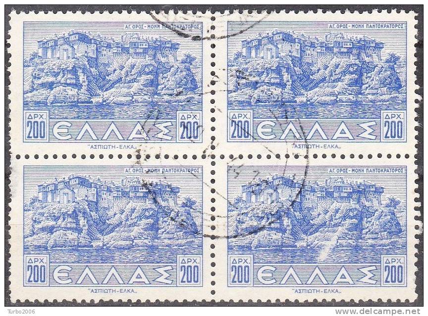 GREECE 1942 Landscape Issue 200 DR Blue In Block Of 4 Used Vl. 541 - Gebruikt