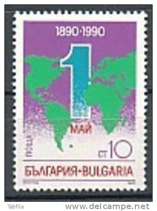 BULGARIA \ BULGARIE - 1990 - 100 Ans  Du 1er Mai - 1v** - Ungebraucht