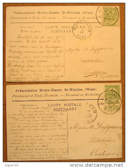 2 Postkaarten "Normaal & Kostschool Présentation Notre-Dame, Sint-Nilaas 1910 & 1912" - Sint-Niklaas