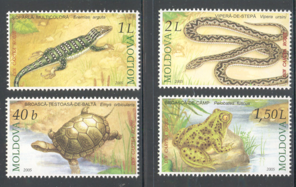 2005 MOLDOVA Reptiles 4v+MS MNH - Kikkers