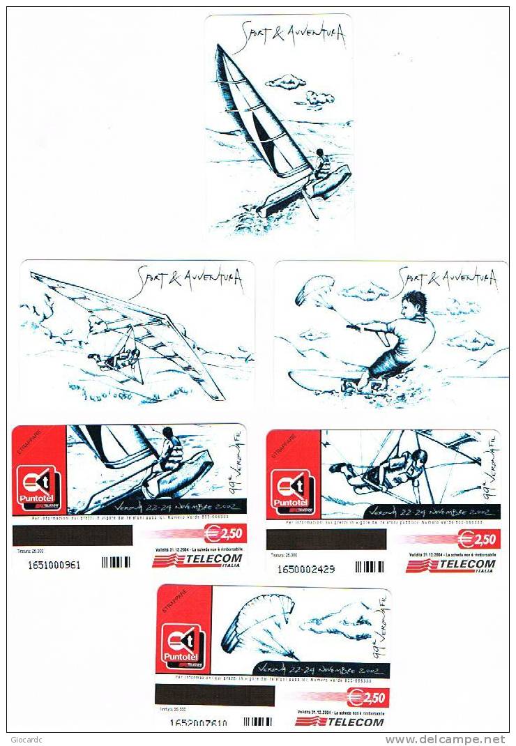 TELECOM ITALIA - CAT. C. & C.  F3713.3715 - 99^ VERONAFIL 2002: SPORT E AVVENTURA   -  NUOVA - Publiques Thématiques