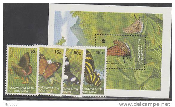 Dominica-Butterflies Set + Souvenir Sheet MNH - Butterflies