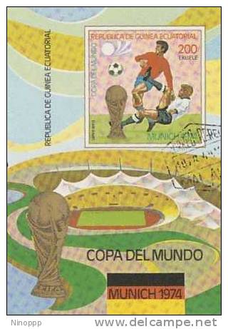 Guionea Equatorial-1974 Soccer World Cup Munich Souvenir Sheet Used - Other & Unclassified