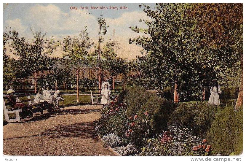 Medicine Hat - Alberta Canada - Children In The Park - Animated - Stamp & Postmark 1910  - 2 Scans - Other & Unclassified