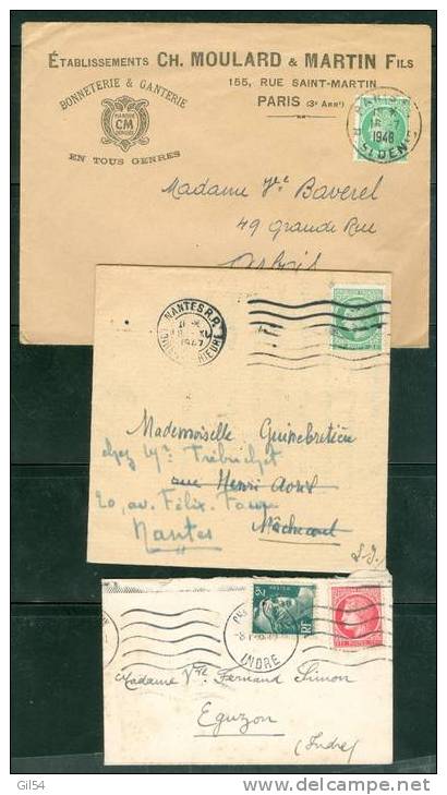 Lot De 9 Lettres Majorité 19451950 Affranchie Par Base Type, Mazelin - Ac38 - 1945-47 Cérès De Mazelin