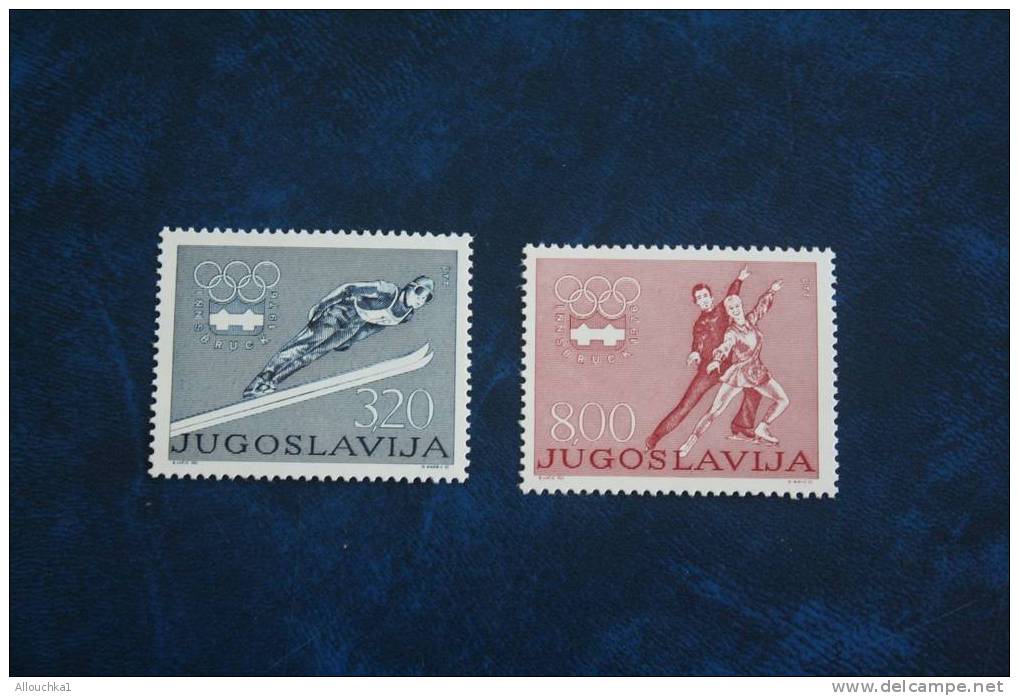 1976 JEUX OLYMPIQUES HIVER INSBRUCK  2 TIMBRES NEUFS ** SAUT A SKI PATINAGE ARTISTIQUE COUPLE TIMBRES  DE YOUGOUSLAVIE - Winter 1976: Innsbruck