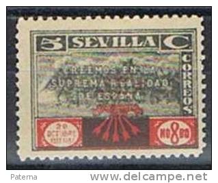 Viñeta SEVILLA 5 Cts. Falange Guerra Civil - Spanish Civil War Labels