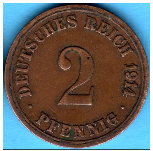 ALEMANIA GERMANY DEUTSCHLAND   - Deutsches Reich / KR - Imperio 2 Pfennig 1914 A - 2 Pfennig