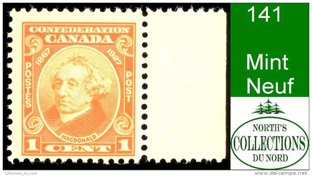 Canada (Unitrade & Scott # 141 - Sir John A. Macdonald) (Mint) F - Nuovi