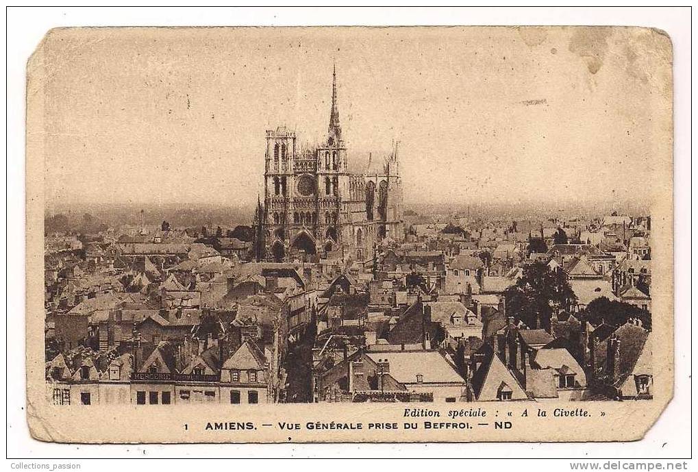 Cp , 80 , AMIENS , Vue Générale , 1933 - Amiens