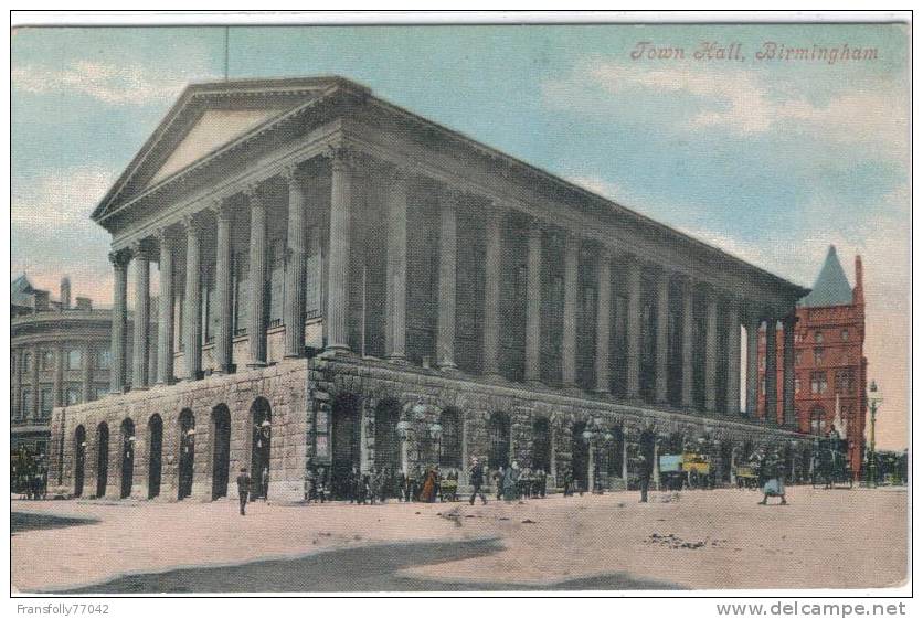 BIRMINGHAM ENGLAND U.K. Town Hall LOCALS STANDING ABOUT C-1910 - Birmingham