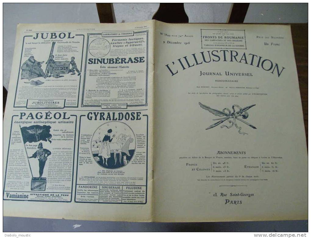 L' Illustration  Le 9/12/ 1916 : Aquarelles De DOUY-PASCAULT ; Monastir ; La Tcherna ; Front Roumain ; ATHENES - L'Illustration