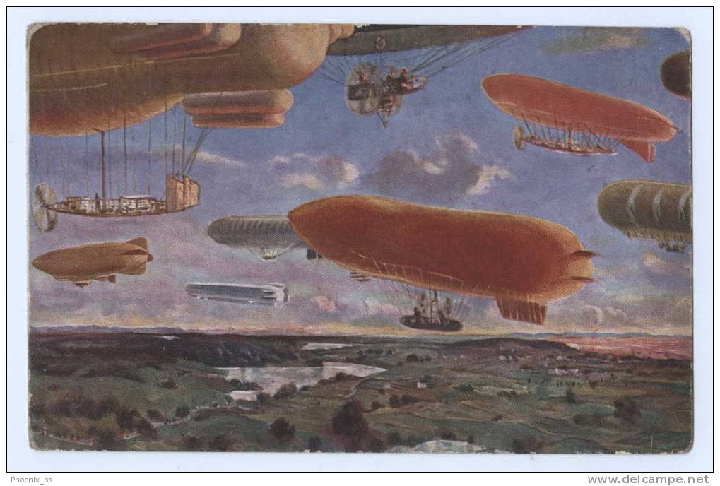 BALLOONS - ZEPPELIN Old Postcard - Luchtballon