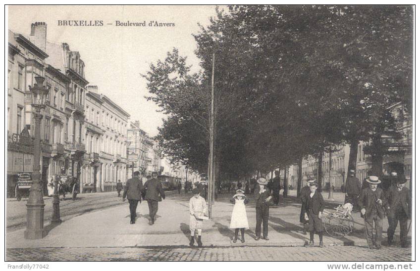 BRUXELLES BELGIUM Boulevard D´Anvers SHOPS Pedestrians CARTS Circa-1910 - Lanen, Boulevards