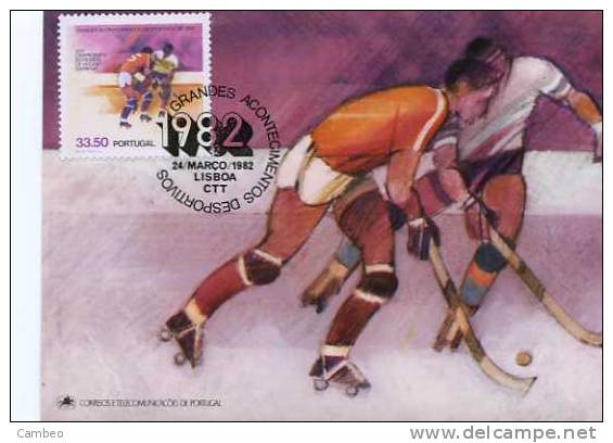 PORTUGAL  MAXIMUN CARD CARTE ROLLER  RINK  PATINES  SKATE HOCKEY  XXV  WORLD CUP  1982 - Hockey (su Erba)