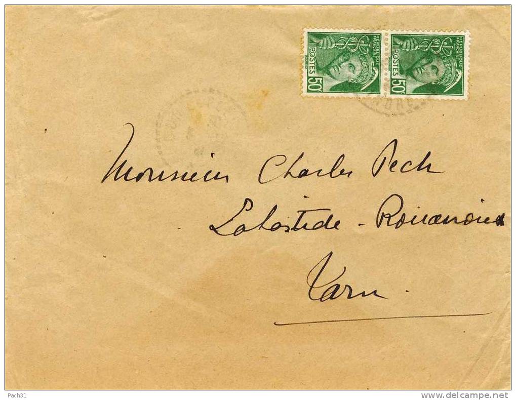 Lettre  Avec Deux 414B Pour Labastide Rouairoux Tarn - Lettres & Documents