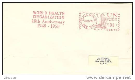 UNO NY 1958 WHO  Postmark - OMS