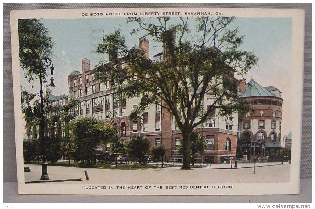 De Soto Hotel From Liberty Street, Savannah, GA. - Located In The Heart Of The Best Residential Section - Savannah