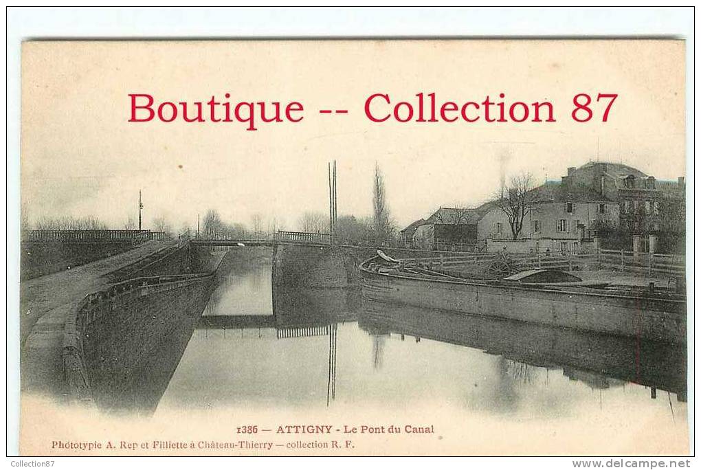 08 - ARDENNES - ATTIGNY - LE PONT Du CANAL - PENICHE - CPA 1900 RARE & INEDITE - DOS VISIBLE - Attigny