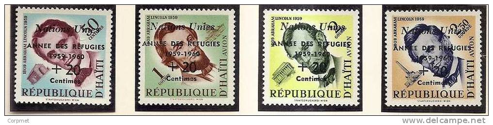 REFUGEES - HAITI   - 1959  Yvert # 419 + A170/2 Complete Set ABRAHAM LINCOLN Surcharged - MINT (NH) - Réfugiés