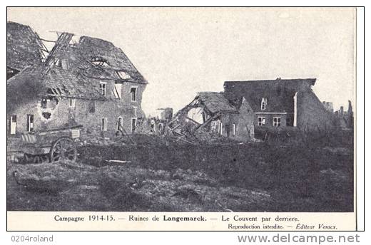 Langemarck : Ruines - Le Couvent Par Derrière   : Achat Immédiat - Langemark-Poelkapelle