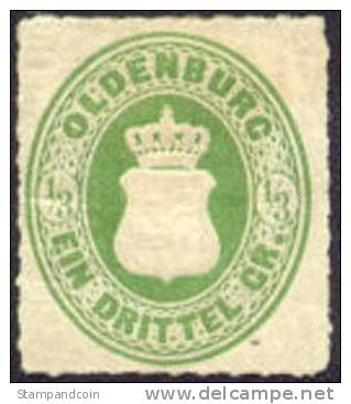 Oldenberg #21 Mint Hinged 1/2g Green From 1867 - Oldenbourg