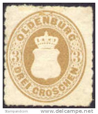 Oldenberg #25 Mint Hinged 3g Bister From 1867 - Oldenburg