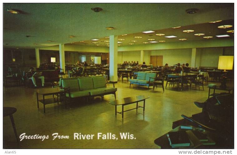 River Falls WI, Hagestad Student Center Wisconsin State University On C1950s/60s Vintage Postcard - Sonstige & Ohne Zuordnung