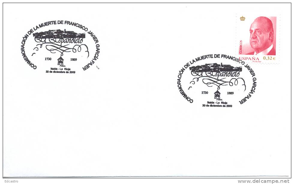 ESPAÑA 2009. MATASELLO ESPECIAL. 200 AÑOS DE LA MUERTE DE FRANCISCO JAVIER GARCIA FAJER. EL ESPAÑOLETO. NALDA. LA RIOJA - Autres & Non Classés